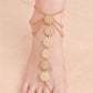 Hot Summer Vintage Ankle Bracelet Round Carving Flower Coins Anklet Barefoot Sandals Foot Jewelry Anklets For Women To Beach 1pc