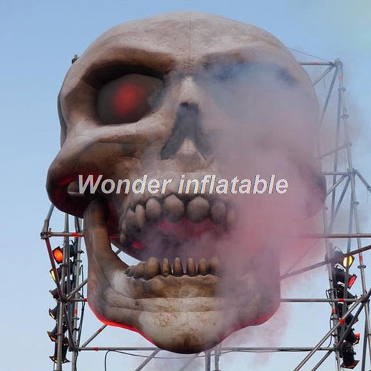 Hot sale 4m outdoor inflatable halloween decorations giant skull head for advertising