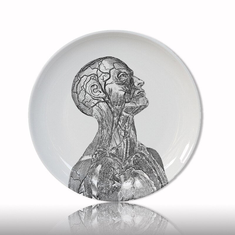 Human Body structure decorative plate art ceramic dish display tray club price fun skull dish creative kitchen decoration set