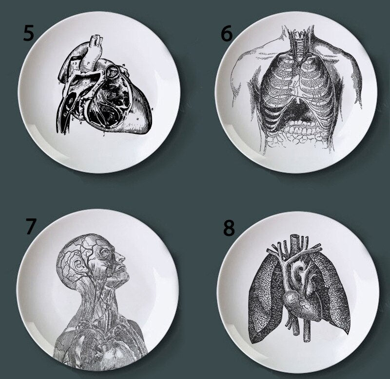 Human Body structure decorative plate art ceramic dish display tray club price fun skull dish creative kitchen decoration set