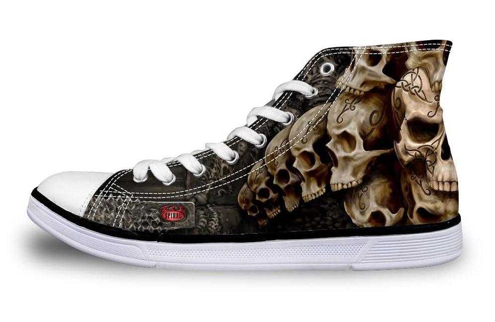 Cool Punk Skull Printed Men's High-top Canvas Shoes