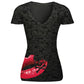 Hot Sale Sexy Red Lips 3D Print Grey T Shirt