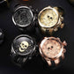New Big Dial Rotatable 3D Skull Watch Men Gold Black Ghost