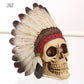 Resin Skull Statues Figurines India Style Skull Skeletons Head Ornament Creative Halloween Bar Home Decoration Accessories