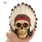 Resin Skull Statues Figurines India Style Skull Skeletons Head Ornament Creative Halloween Bar Home Decoration Accessories