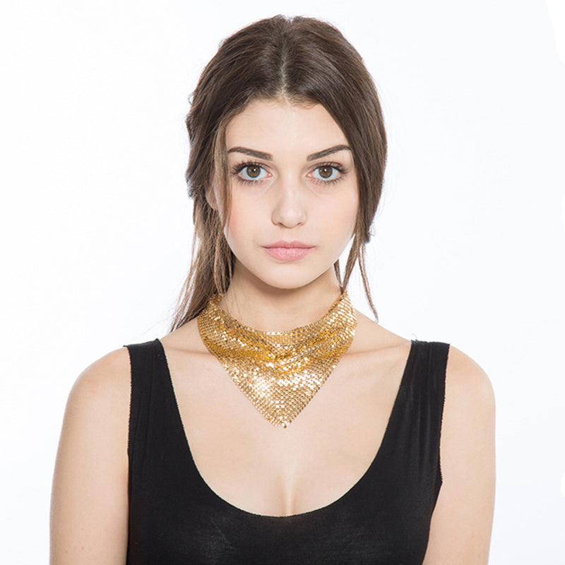 Matel Statement Jewelry Bib Collar Chokers Necklace For Women Trendy Punk Maxi Necklace Bohemian Necklace F1209