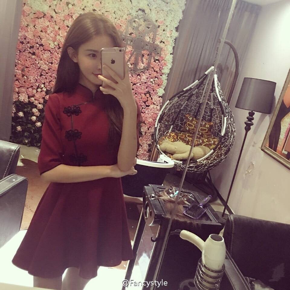 Japanese Harajuku Vintage Gothic Lolita Dresses Black Red Slim Chinese Style Cheongsam Dress