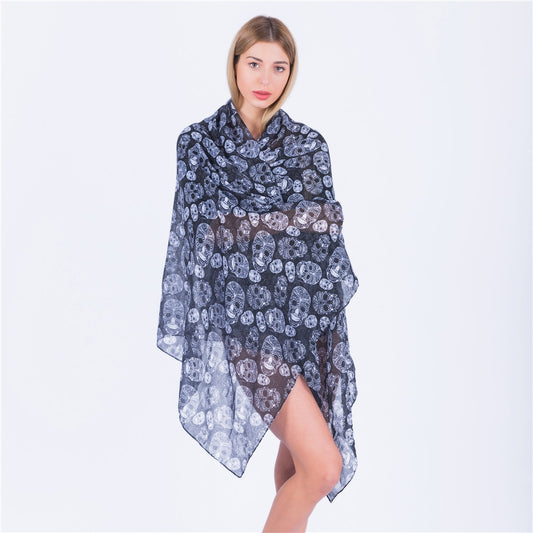 Scarf Skull Print Scarves and Wraps Girls Viscose Shawls Spring