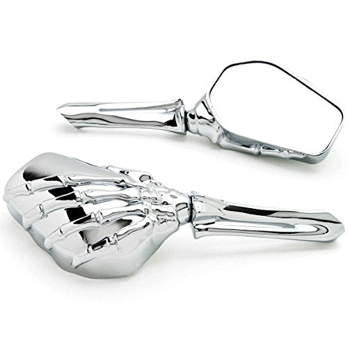 Aluminum Motorcycle Mirror Skeleton Skull Hand Motor Bike Rearview Mirror For  Honda Kawasaki Suzuki Cruiser 8mm 10 mm