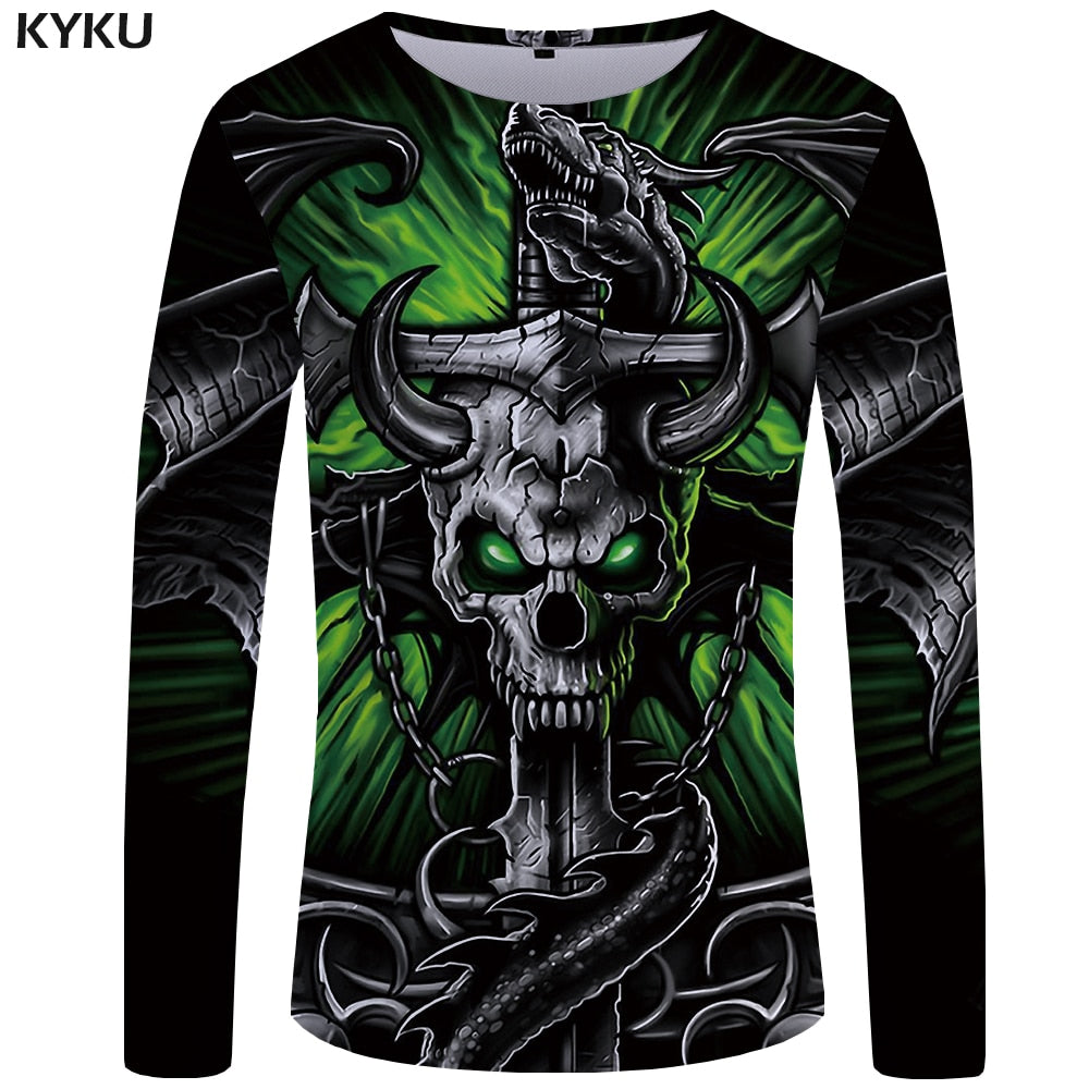 Skull T shirt Men Long sleeve shirt