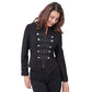 Military Jacket Women Black Long Sleeve Button Decorated Zipper Vintage Gothic Victorian Coats Corset Tops Outerwear