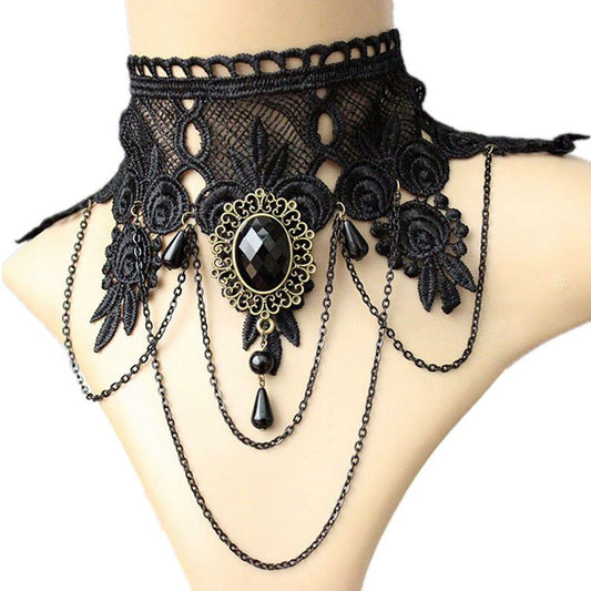 Kittenup New Fashion Gothic Necklace For Women Black Sexy Lace Short Choker Collar Statement Jewelry