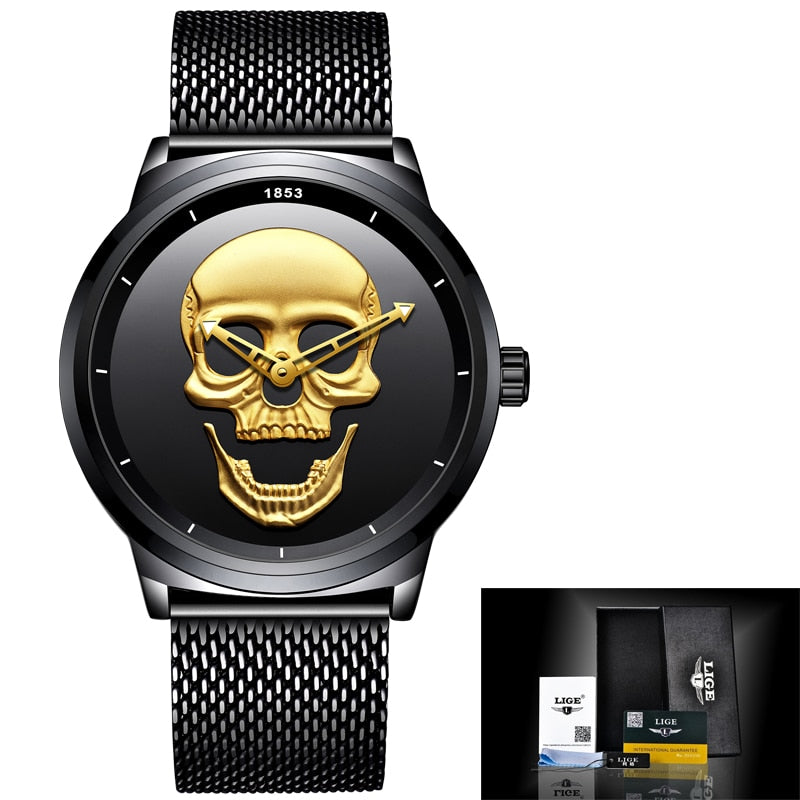 Men Watches New Creativity Fashion Top Luxury Brand Watch Men Skull Style Full Steel Quartz Watches Relogio Masculino