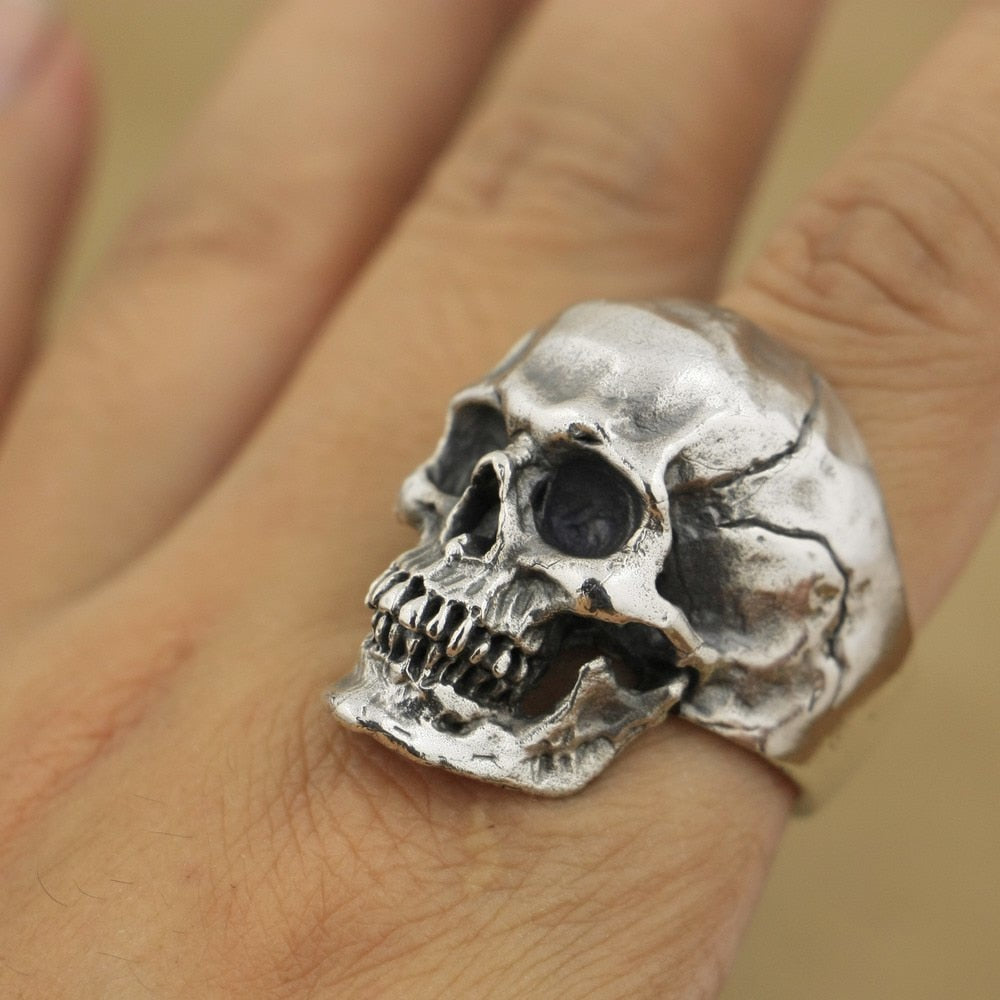 925 Sterling Silver High Detail Skull Ring Mens Biker Punk Ring TA50 US Size 7~15