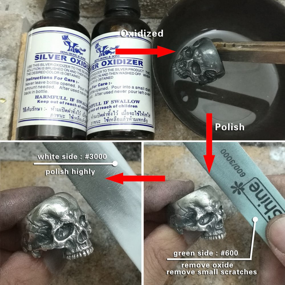 925 Sterling Silver Skull Ring Mens Biker Rock Punk Ring