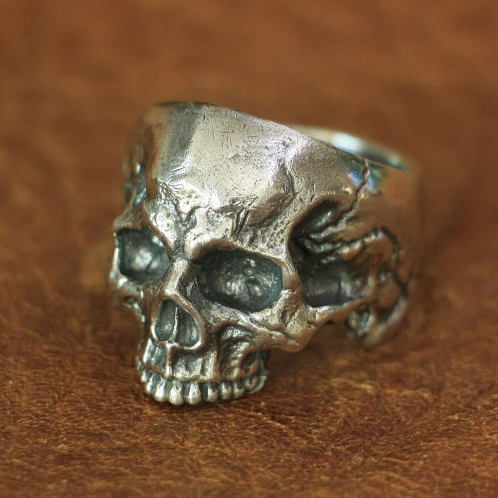 925 Sterling Silver Skull Ring Mens Biker Rock Punk Ring