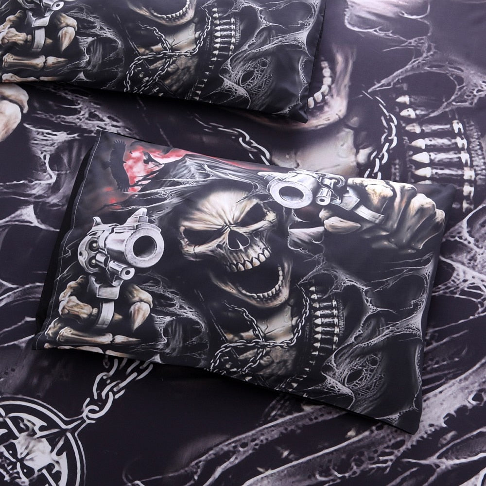 Warrior Skull Printed Duvet Cover Set 2/3pcs Single  Queen King Bedclothes Bed Linen Bedding Sets