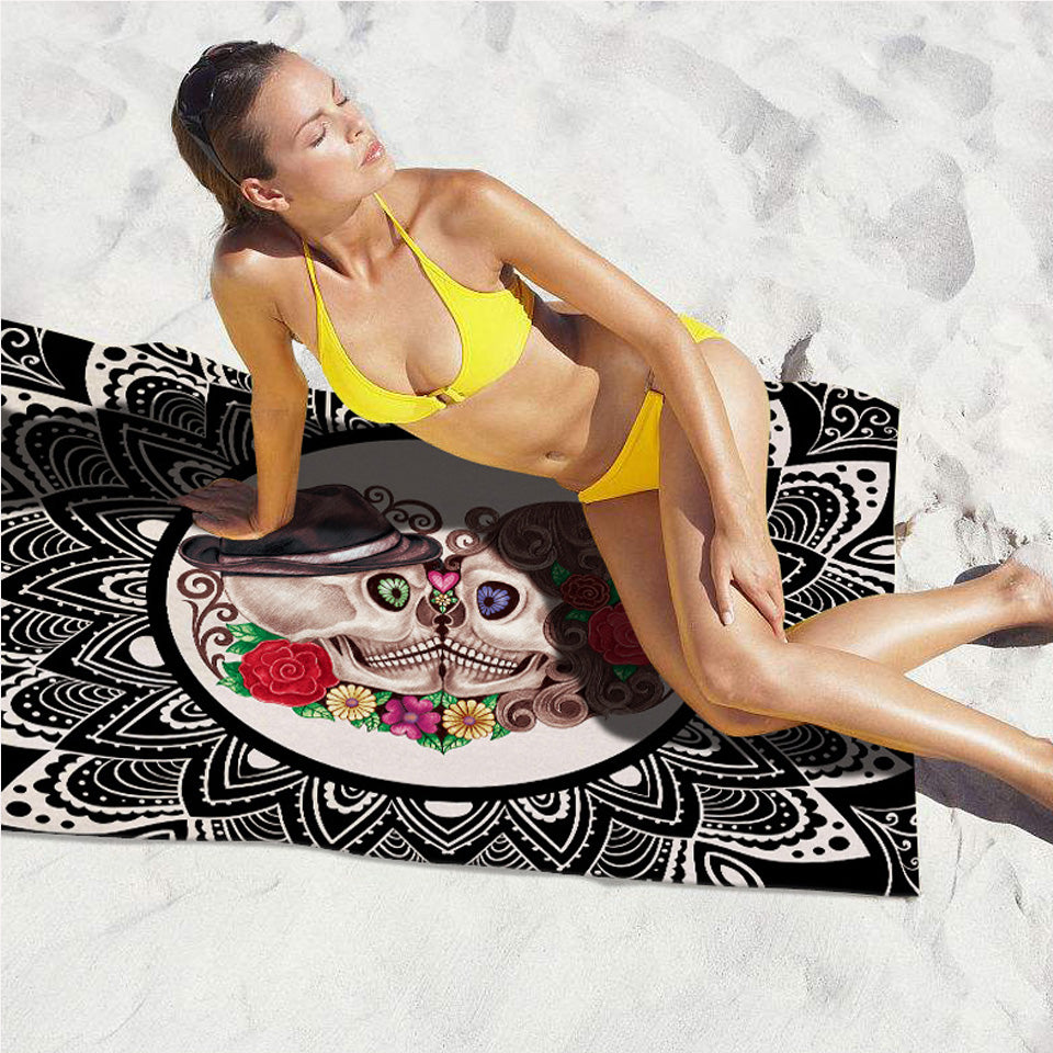 Sugar Skull Tapestry Wall Hanging Floral Home Decor Mandalas Wall Carpet Polyester Tapestry Beach Towels Sunblock Shawl