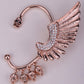 Left ear clip cuff earrings Wing skull hiphop jewelry for women W crystal antique gold silver color