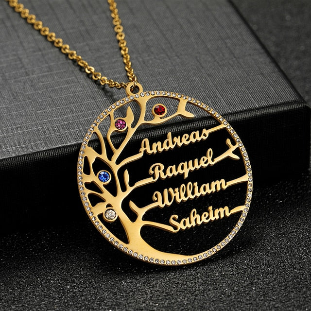 Life Tree Family 1-6 Names Pendant Necklace