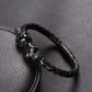 Fashion Men Jewelry Black Braided Leather Bracelets Men Stainless Steel Leahter Bracelets Cool Skull Bracelets Men Bracelet