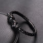 Fashion Men Jewelry Black Braided Leather Bracelets Men Stainless Steel Leahter Bracelets Cool Skull Bracelets Men Bracelet