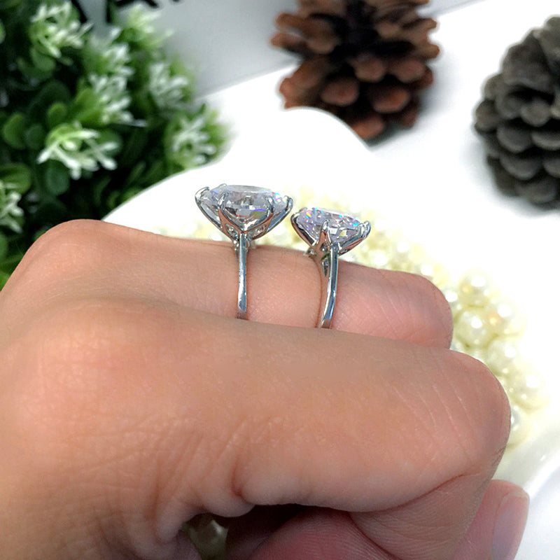 Silver Cubic Crystal Promise Wedding Rings for Women 5 Carat Bride Accessories Jewelry Rings