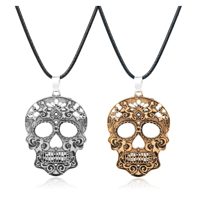 Fashion Classic Mexican Sugar Skull Necklace Day Of The Dead Skeleton Pendant Necklace Men's Charm Jewelry Gift
