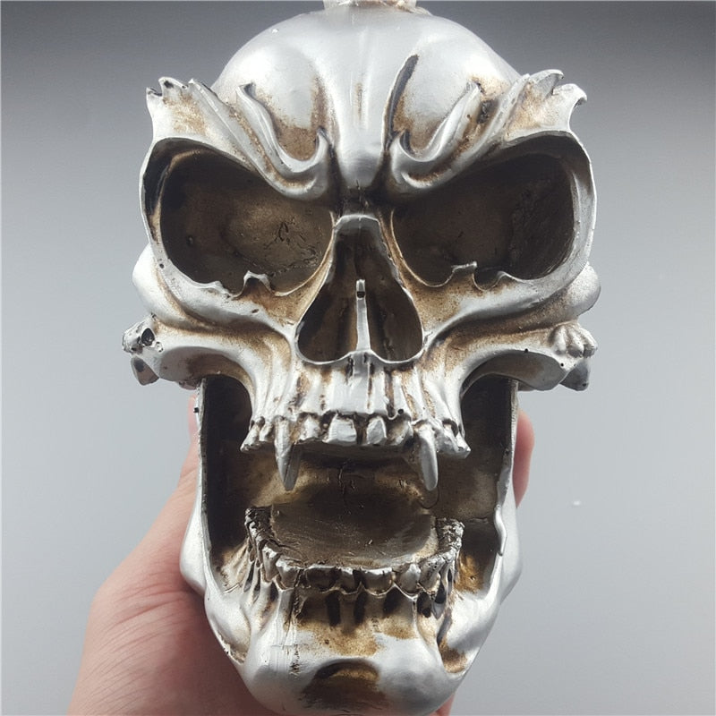 Human Statues Resin Sculptures Silver  Personalized Skull