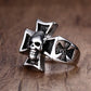Male Rings in Silver Tone Stainless Steel Hell Rider Iron Cross with Skull Jewels For Men Gothic Punk Rock Party Biker Jewelry
