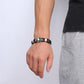 Punk Rock Mens Black Durable Leather Bracelets Gothic Skull Cuff Bangle Skeleton Charm Pulseiras Masculinas