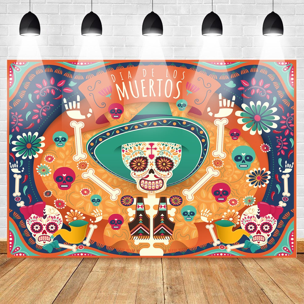 Day of the Dead Photography Backdrops Mexico's Skull Skeleton