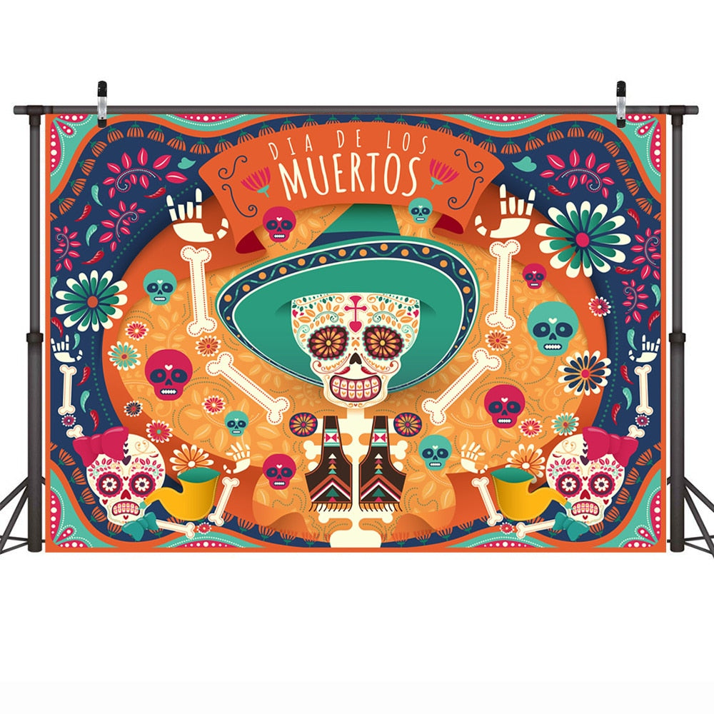 Day of the Dead Photography Backdrops Mexico's Skull Skeleton