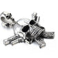 Jewelry Silver Stainless Steel  Biker Skull Skeleton with Two Gun Necklace