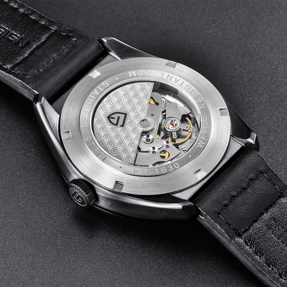 Men's Classic 3D Skull Punk Style Mechanical Watches Waterproof Genuine Leather Brand Luxury Automatic Watch PAGANI DESIGN