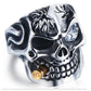 Men's Skull Biker Pirate Skeleton Rings Punk Stainless Steel With Crystal Male Retro Jewelry Decorations Accessor