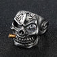 Men's Skull Biker Pirate Skeleton Rings Punk Stainless Steel With Crystal Male Retro Jewelry Decorations Accessor