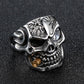 Men's Skull Biker Pirate Skeleton Rings Punk Stainless Steel With Crystal Male Retro Jewelry Decorations Accessor