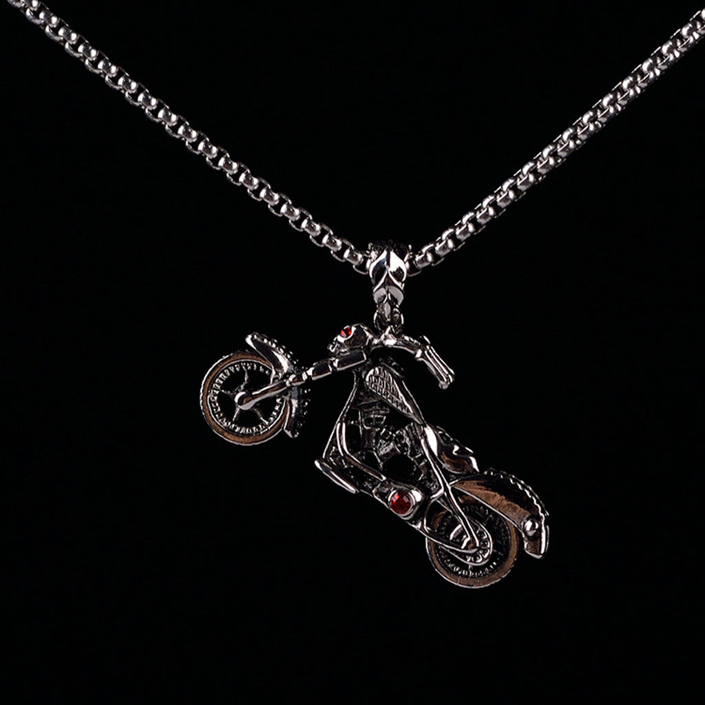 Mens 316L Stainless Steel Gothic Skull Motorcycle Biker Pendant for DIY Chain Necklace