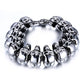 Skull Links Chain Bracelet in Silver Color Stainless Steel Large Heavy Gothic Punk