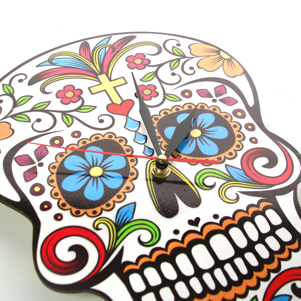 Mexican Dia De Los Muertos Day of the Dead Wall Clock Floral Skull