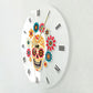 Floral Sugar Skull Day of the Dead Morden Design Hanging Clock