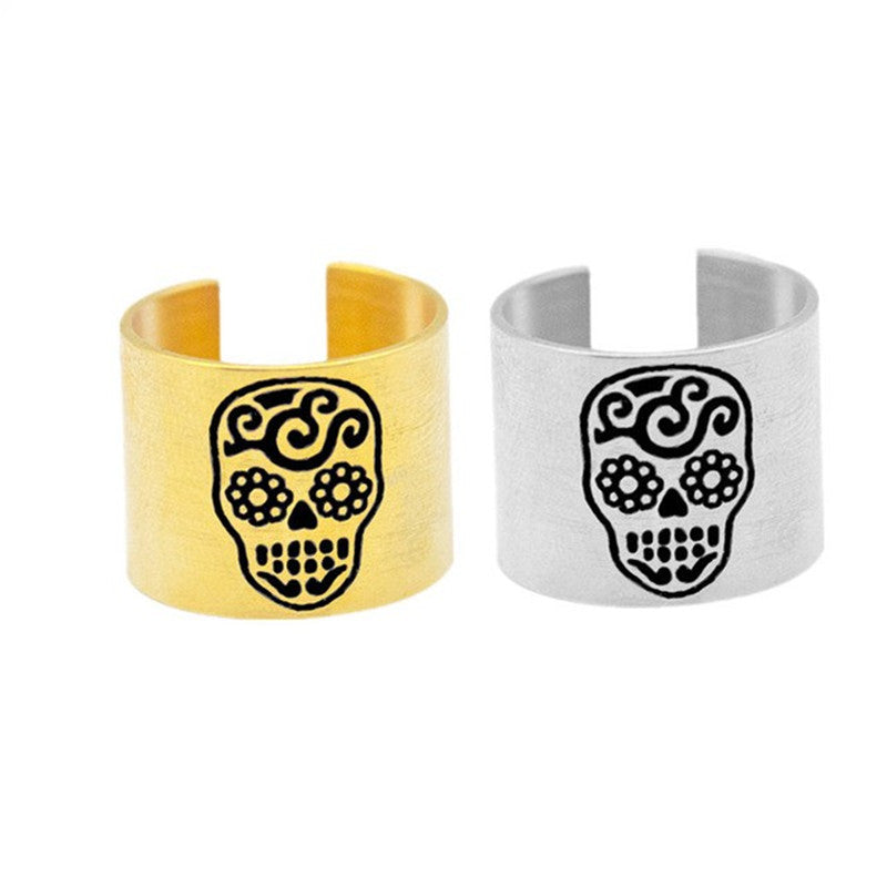Mexican Skull Rings Mens Punk Vintage Party Skeleton Jewelry Walking Evil Skull Ring Men Boys Silver Cool Man Biker Ring