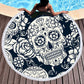 Microfiber Round Large Beach Towel Yoga Mat Tassel Toalla Blanket Nightmare 3d Sugar Skull Printed Big Bath Towel Tapestry