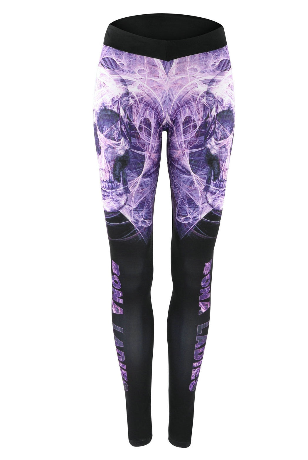Middle Waist Elastic Leggins Sport Women Fitness Printed skull purple Sport Leggings for Women Yoga Pants
