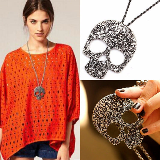 N006 Hot Womens Vintage Skull Gothic Pendant Bib Statement Retro Choker Charm Necklace Classic Jewelry Gift