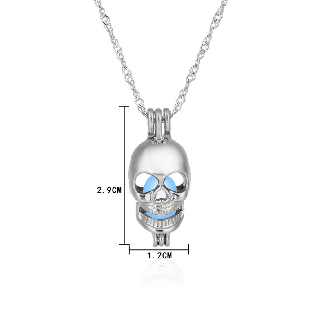 NEW Skull Pendant Necklace Luminous Jewelry Silver Color Chain 45cm Glow in the Dark Necklace For Women or Men Gift