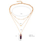 Fashion Natural Stone Choker Necklace Hot Sale Trendy Heart Double Layers Gold-Color Chain Women Pendant Necklace