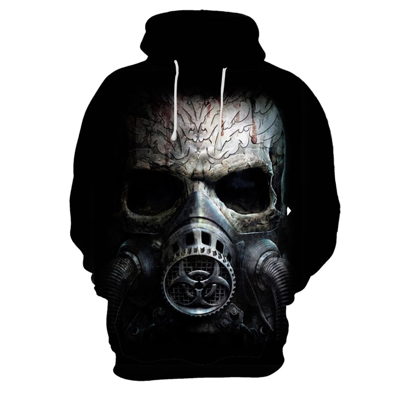 New 3d printing hoodie flame style men skull hoodies