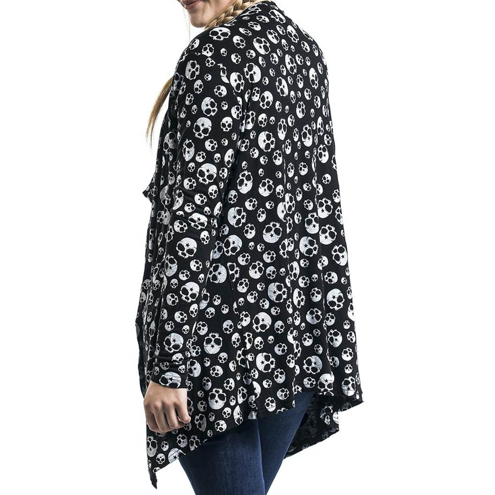 New Arrival Fashion Elegant Women  Printed Long Cardigans Spring Autumn Knitted Thin Skull Head Printing cardigan sweater